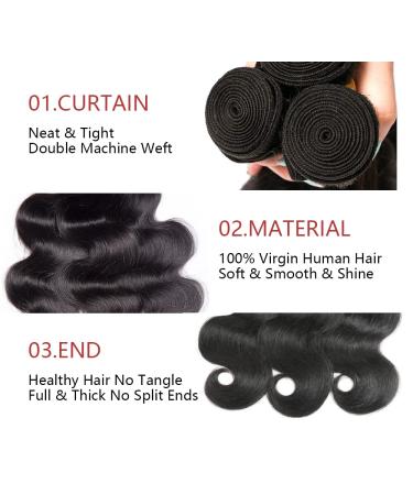100% Virgin Brazilian Real Hair Bundles - Body Wave Extensions in Natural Color (8 10 12 Inches) - Premium Quality Unprocessed Hair for Women - Buy Online on GoSupps.com