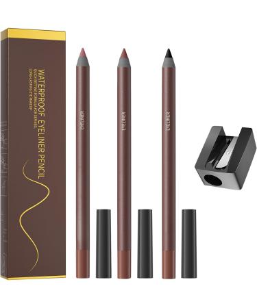 Augenstift | Intensive Pigmentierung Eyeliner Kajalstift f r pr zises Augen Make-up | Weicher wasserfester Eye Pencil f rr Lidstrich und Konturen | Kosmetik Beauty Stift 3#CHOCOLATE - Buy Online on GoSupps.com