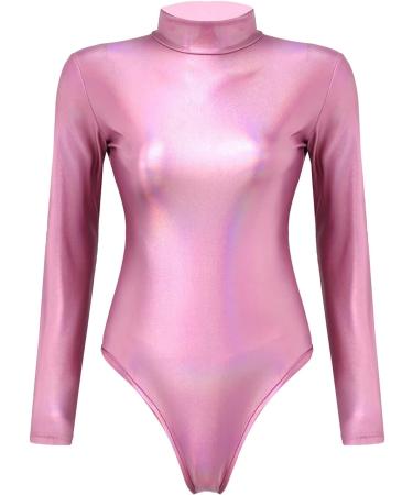 Buy Women's Metallic Liquid Glossy Long Arm Dance Leotard | Stylish Black Jumpsuit for Ballet & Gymnastics - International Shipping Available - Buy Online on GoSupps.com