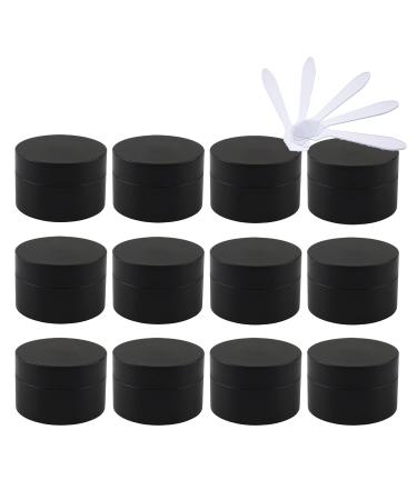 Tianzd 24 pieces emptiness 50 g Matt black plastic cream can screw box 50 ml of empty box cosmetic container doses gel hinges cosmetic container pots with 6 pieces of spoon black 50ml