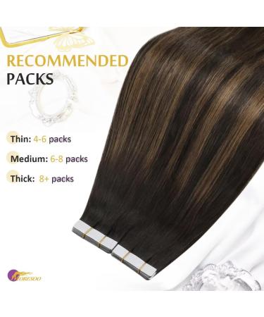 Moresoo Invisible Tape Extensions - Real Hair Balayage Brown 35cm | Dark to Light Brown #2/6/2 | 10 Piece 25g Adhesive Strip Extensions - Buy Online on GoSupps.com