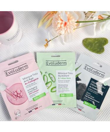  Evoluderm EVOLUDERM - Collagen Anti-Aging Fabric Mask - 18ml - 93% Natural Origin - Made in France - Pack of 3 x 18 ml - Buy Online on GoSupps.com
