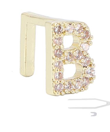 Hip Hop Teeth Single B Letter Mouth Teeth Shiny Dentures Ornaments Accessories with Tweezers for Halloween (Gold)