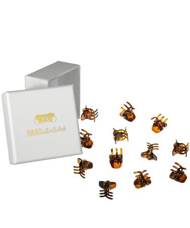 HAARallerliebst hair clips (12 pieces | brown | 2 cm) including box for storage (box colour: white)