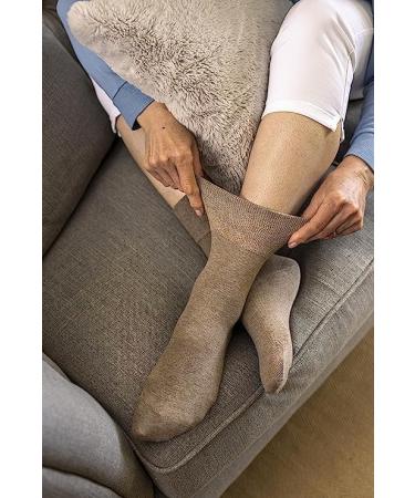 ZRWASKA Diabetic Socks For Women Wide Honey Comb top soft cuff Ankle Oedema friendly Non-Elastic Grip for Swollen feet Leg Non-Binding Circulatory Neuropathy Socks 4-8 (Pack 6) 4-8 Brown (6 Pairs) - Buy Online on GoSupps.com