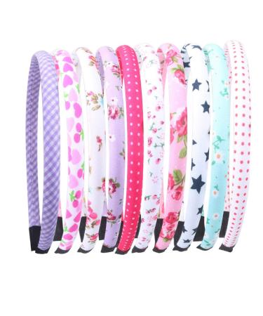 10PCS Headband for Girls and Women Plain Headbands Satin Craft Headband 1cm DIY Headband Colorful Satin Coverd hair accessories for girls (A-181)