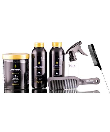 Salerm Cosmetics KAPS Filler Smoothing Therapy 6-PIECE Professional Kit (w/Sleek Comb) Kap + Ceramides + Keratin (PRO KIT)