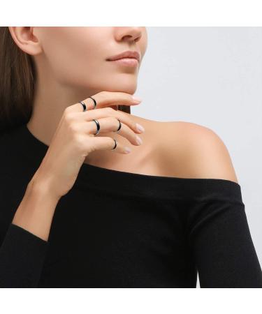 PANTIDE 10Pcs Hematite Magnetic Rings for Anxiety Balance - Unisex Root Chakra Stone Band Jewelry Accessories - 6mm/4mm Width - Black Anniversary & Birthday Gifts - Buy Online on GoSupps.com