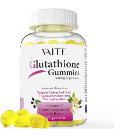 VAITE Glutathione Gummies for Skin - Vitamin C for Dark Spot and Scar Removal - 60 Gummies Effective for Excessive Body Pigmentation, Acne Scar Reduction, Antioxidant, Anti-Aging and Bleaching