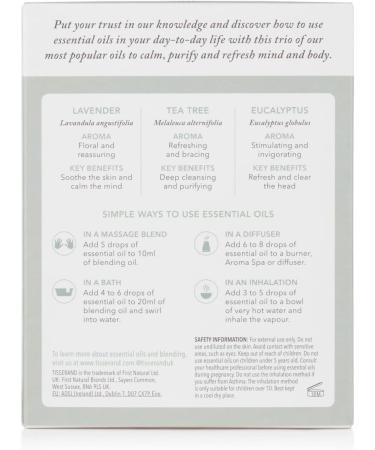 Tisserand Aromatherapy Daily Essentials Kit - Lavender Tea Tree Eucalyptus - 100% Natural Pure Essential Oils - 3x10ml - Buy Online on GoSupps.com