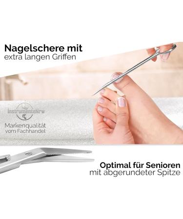 Long Nail Scissors for Seniors - Rounded Blunt Safety Nail Cutter with Micro Toothing for Fingernails & Toenails (16 cm) - Buy Online on GoSupps.com