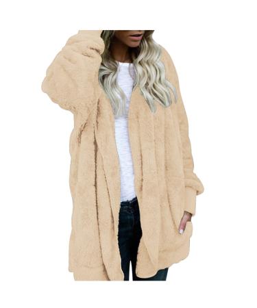 Hanxiulin coat plush jacket hoodie jacket oversize winter coat women sweater fleece sweater long arm stand -up collar upperwear warm bomber jacket breathable winter coat fleecet 4xl beige