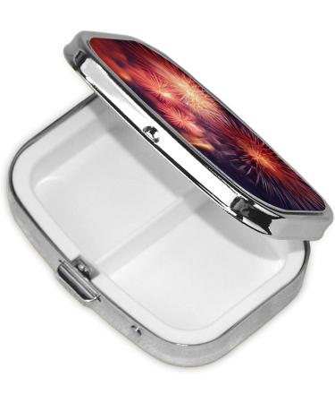 Fireworks Sky Printed Square Pill Box | Portable Medicine Organizer for Travel | International Shipping - Buy Online on GoSupps.com