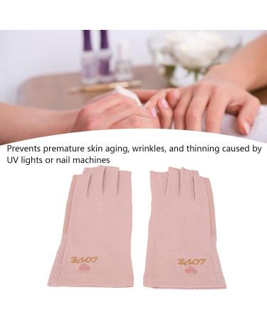 UV Shield Glove Breathable Fingerless Fiber Cotton Nail Lamp Gloves Anti UV Fingerless Gloves Protect Manicure Gloves Manicure Nail Art Dryer Tools(Light pink grey) - Buy Online on GoSupps.com