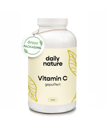 Dailynature vitamin C highly dose - buffered |365 capsules |Vegetable nutritional supplements with 1000 mg vitamin C per daily dose |Stomach -friendly |Vegan & without additives |compostable can - Buy Online on GoSupps.com