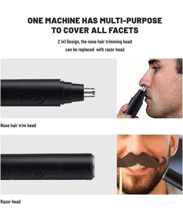 2 in 1 USB Rechargeable Nose Hair Trimmer & Beard Shaver - Electric Ear & Nose Hair Removal - Buy Online on GoSupps.com