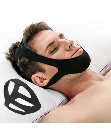 Anti Snoring Chin Strap Stop Snoring Aids Breathable Stop Snore Chin Strap Snoring Solution Snore Stopper Adjustable Anti Snoring Belt Stop Snoring Device for Men Women CPAP Users Mouth Breather Black