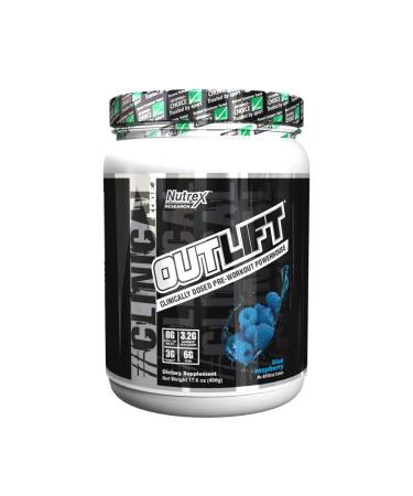 Nutrex Research Outlift | Clinically Dosed Pre-Workout Powerhouse, Citrulline, BCAA, Creatine, Beta-Alanine, Taurine, 0 Banned Substances | Blue Raspberry | 20 Servings