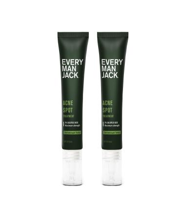 Every Man Jack Acne Spot Treatment - Maximum Strength Fast Absorbing Skin Clearing Serum - 2% Salicylic Acid Activated Charcoal Niacinamide - Target Acne & Blemishes Reduce Redness - 0.5oz 2 Pack 1 Ounce (Pack of 2)