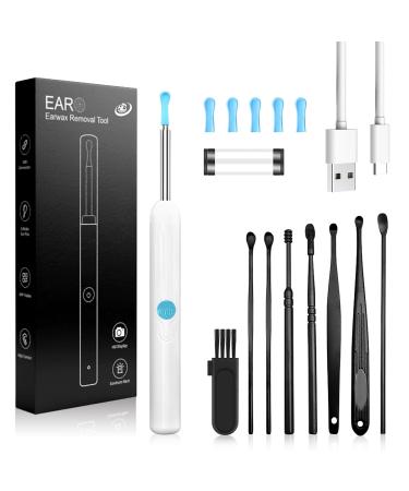 Ear Wax Removal 1080P HD Ear Wax Removal Tool Camera Ear Wax Removal Kit Ear Camera Otoscope with 6 LED Light for iOS and Android (White)