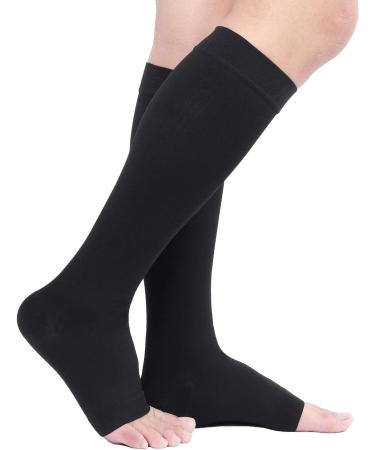TOFLY Medical Compression Stockings 20-30 mmHg Knee High Socks - Open Toe Black - Size M - Buy Online on GoSupps.com