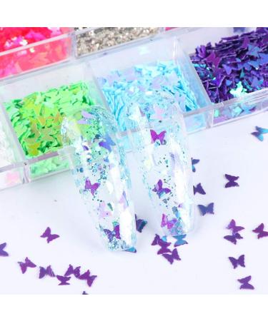 12 Colors Butterfly Glitter Nail Sequins - Holographic 3D Art Flakes for Makeup & DIY Decoration - Colorful Confetti Sticker Kit - Buy Online on GoSupps.com