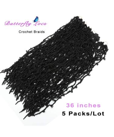 36 Inch Butterfly Locs Crochet Hair 5 Packs 1B - Distressed Faux Locs for Black Women - Pre-looped Boho Locs for Natural Messy Look - Buy Online on GoSupps.com