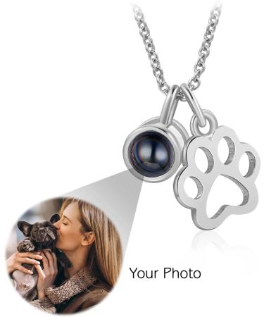 lorajewel Photo Necklaces Personalised Necklaces For Women Projection Necklace Pet Dog or Cat Paw Print Pendant Memorial Necklaces Christmas Birthday Gift For Girl Lover Silver - Buy Online on GoSupps.com