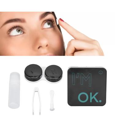 Contact Lens Care Case Set - Stylish Alphabet Design - Black Contact Lens Case for Men & Women - Perfect for Travel - Buy Online on GoSupps.com