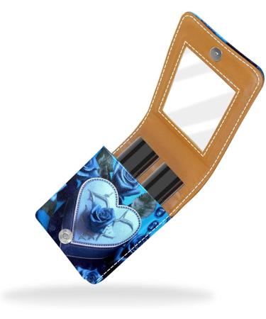 Travel Lipstick Organizer Case | Portable Makeup Bag with Mirror | Blue Rose Design - Perfect for International Shipping - Buy Online on GoSupps.com