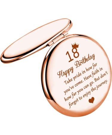 BNQL 18 Birthday Mirror - Happy 18th Birthday Gifts for Her - Turning 18th Inspirational Gifts - 2-Sided Mirror 1x 2x Magnification (Rose Gold) - Buy Online on GoSupps.com