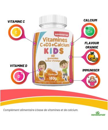 Gummies Vitamins Kids | Vitamin C + D + Calcium | Strengthens Immunity and Growth | Natural Defenses | Peaceful Sleep | Healthy Bone and Teeth | Delicious Orange Taste | Natural Multivitamins - Buy Online on GoSupps.com