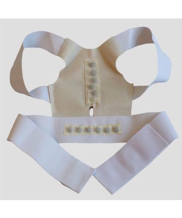 Men's and Women's Orthopedic Corset Back Waist Support with Shoulder Brace Medical Corset Magnetic Therapy Posture Corrector (Color : Black Size : Large) White X-Large
