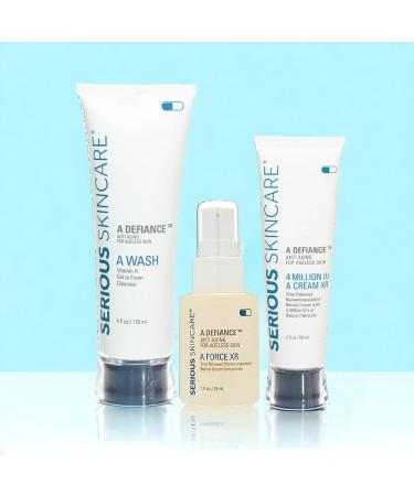 Serious Skincare Retinol Face & Neck Kit - 3-Piece Anti-Aging Set for Fine Lines & Wrinkles - A Force XR Serum A Cream XR Moisturizer Gel-to-Foam Cleanser - Buy Online on GoSupps.com