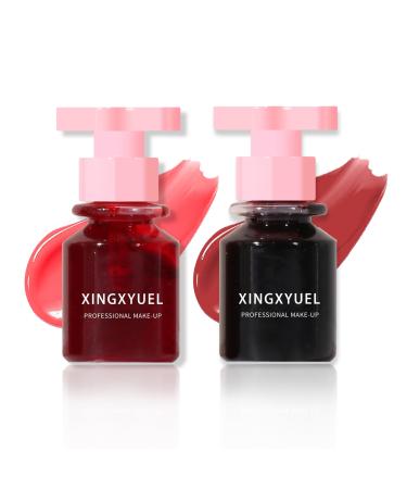 2PCS Lip Tint Lip Stain Set Velvet Lip Gloss Water Lip Tint Stain Multipurpose Liquid Lipstick Lip Stain Long Lasting Waterproof Non-Sticky Lip & Cheek Tint Tinta Para Labios Lip makeup - Set C