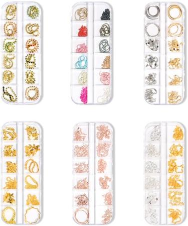 Nail Art Chain Nail Art Metal Rivet Chains Mixed Design DIY Nail Decoration Accessories 12 Grids for Women Style2 - Buy Online on GoSupps.com