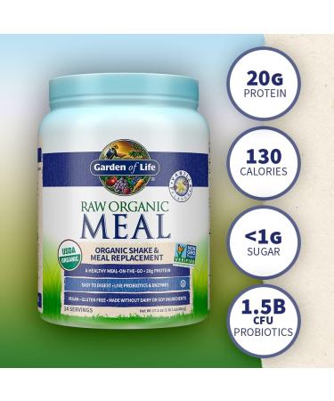 Garden of Life RAW Organic Meal Shake & Replacement - Vanilla 17.1 oz (484 g) - Nutritious Health Boost - Buy Online on GoSupps.com