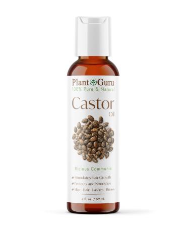 Castor Oil 2 fl. oz. Unrefined 100% Pure Natural Hexane-Free USP Grade Hair Growth Eyebrows and Eyelashes. Skin Face and Body Moisturizer.