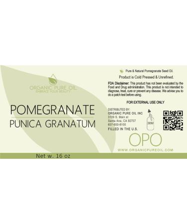 Buy Organic Pomegranate Seed Oil - 16 oz Cold Pressed & Unrefined Extra Virgin Rich in Antioxidants for Skin Hair & Nails - Pure Organic Oil - Buy Online on GoSupps.com