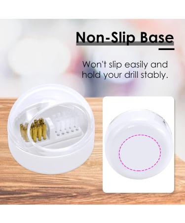 AMAZDIP Nail Drill Bits Cuticle Cleaner Case Tool - 2-in-1 Steel Wire & Nylon Brush for Carbide/Ceramic Bits - White - Buy Online on GoSupps.com