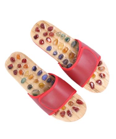 FRCOLOR 1 Pair Massage Slippers Foot Massager Shoe Men Slide Sandals Mens House Slippers Men s Sandals Man Sandals House Shoes for Men Shoes Sandals Mat Wooden Agate Leisure Shoes 38 EU Red
