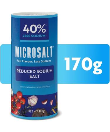 Microsalt 40% Less Sodium Salt Regular Salt Substitute Seasoning Salt for Snacks Full Flavor Less Sodium (170 g. Pack of 1)