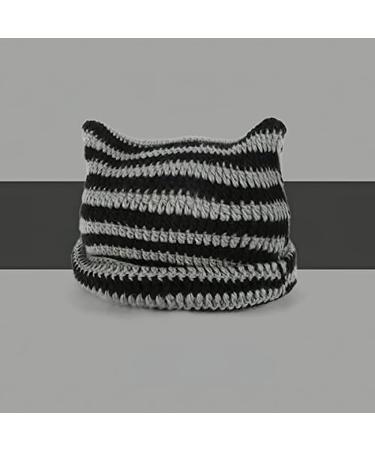 Vintage Fox Beanie: Women's Grunge Slouchy Crochet Hat in Grey Black - Buy Online on GoSupps.com