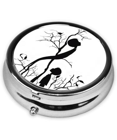 Black Music Notes Mini Round Pill Box - 3 Compartment Portable Organizer for Travel Home & Office - Buy Online on GoSupps.com