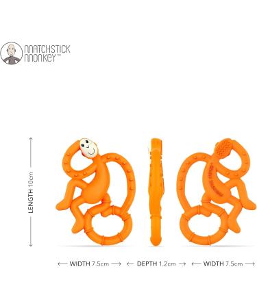 Matchstick Monkey Mini Teether - Antimicrobial Silicone, BPA Free, Easy-to-Grip - Orange, 10 cm - Ages 3 Months - Buy Online on GoSupps.com