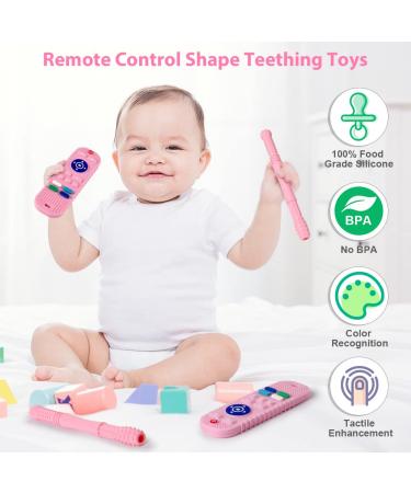 Vicloon Silicone Baby Teether Toy | Remote Control Shape with Pacifier Clip | BPA Free Teething Toy for Boys and Girls | 3 Months - Buy Online on GoSupps.com