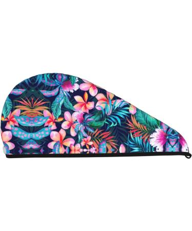 Tropical Flowers Coral Velvet Dry Hair Cap | Quick-Dry Hair Towel Wrap for Travel & Home - Perfect for Men & Women - Buy Online on GoSupps.com