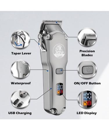 Hair Clippers for Men Hair Clipper Professional Hair Trimmer 2 in 1 Haircutting Kit Waterproof Cordless Barber Set LED Display Rechargeable V-675 - Buy Online on GoSupps.com