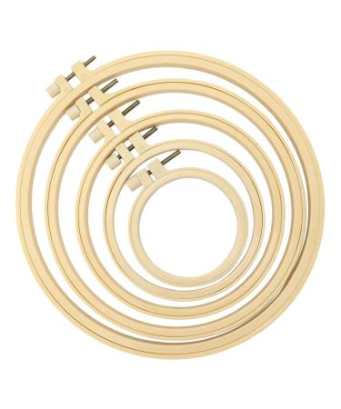 VITKSTAR Embroidery Hoop 5pieces 3 inch to 8 inch Plastic Embroidery Hoop Set Circle Cross Stitch Hoop for Embroidery and Cross Stitch (Multicolour) (Multicolour) (Light Yellow)