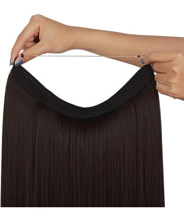 OMGREAT Halo Hair Extensions Synthetic Ombre Dark Brown 125g 22 Inch - Invisible Fish Line - Long Straight Hairpiece - Buy Online on GoSupps.com